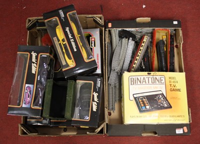 Lot 599 - Two boxes containing diecast model vehicles...