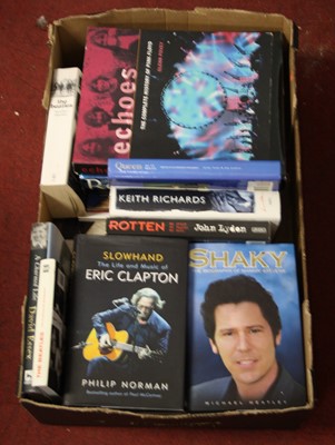 Lot 595 - A box of books relating to various bands and...