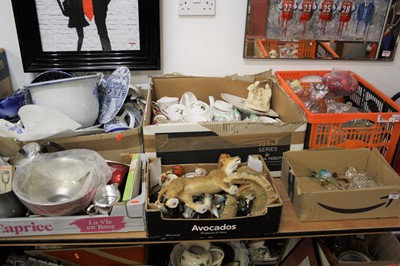 Lot 586 - Six boxes of glass and ceramics to include a...