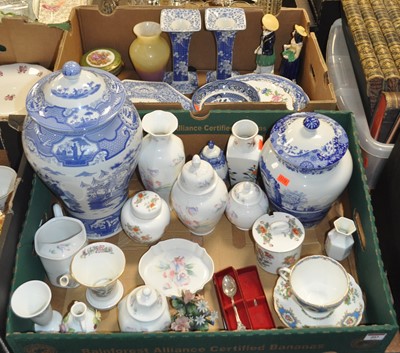 Lot 403 - Two boxes of ceramics to include a Spode...
