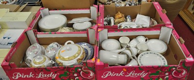 Lot 414 - Four boxes of ceramics to include a Royal...