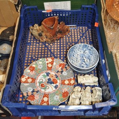 Lot 419 - A box of eastern items to include a carved...