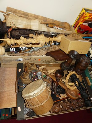 Lot 537 - Two boxes of miscellaneous mainly tribal items,...