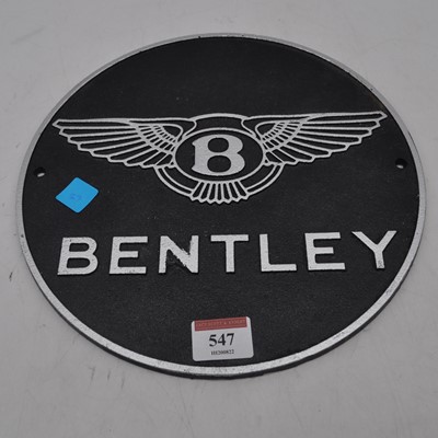 Lot 547 - A reproduction Bentley cast iron advertising...
