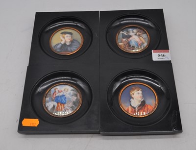 Lot 546 - A set of four reproduction portrait miniatures,...