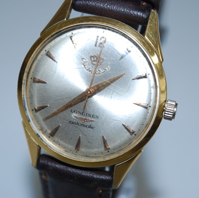 Lot 2579 - A gold plated Longines automatic wristwatch,...