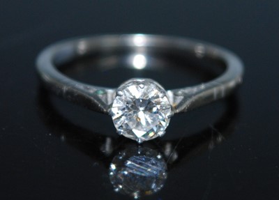 Lot 2580 - A white metal diamond single stone ring...