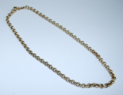 Lot 2586 - A 9ct yellow gold rounded belcher link chain...