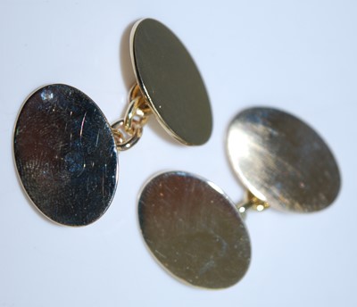 Lot 2600 - A pair of 9ct yellow gold oval double ended...