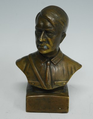 Lot 75 - A bronze alloy head and shoulders portrait...