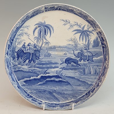 Lot 2071 - A circa 1810 Spode Indian Sporting series blue...