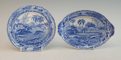 Lot 2069 - A circa 1810 Spode Indian Sporting series blue...