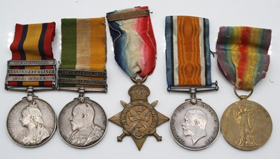 Lot 150 - A Boer/Great War group of four medals, to...