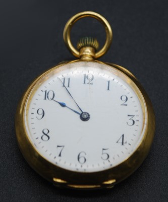 Lot 2630 - A continental lady's 18ct gold cased open face...