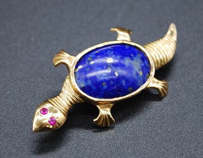 Lot 2637 - A middle-eastern yellow metal lapis lazuli set...