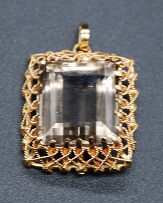 Lot 2638 - A contemporary yellow metal and smoky quartz...