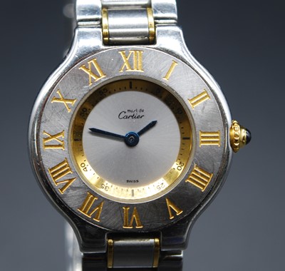 Lot 2643 - A lady's Must de Cartier bi-metal dress watch,...