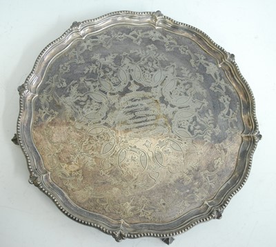 Lot 2153 - A Victorian silver presentation salver, of...