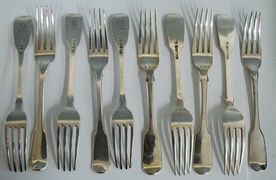 Lot 2148 - A matched set of ten 19th century silver table...
