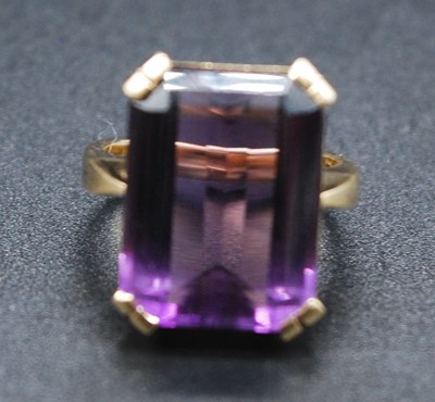 Lot 2675 - A modern 18ct gold amethyst set dress ring,...