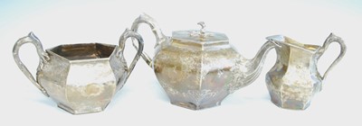 Lot 2143 - A 19th century Irish silver three-piece tea...