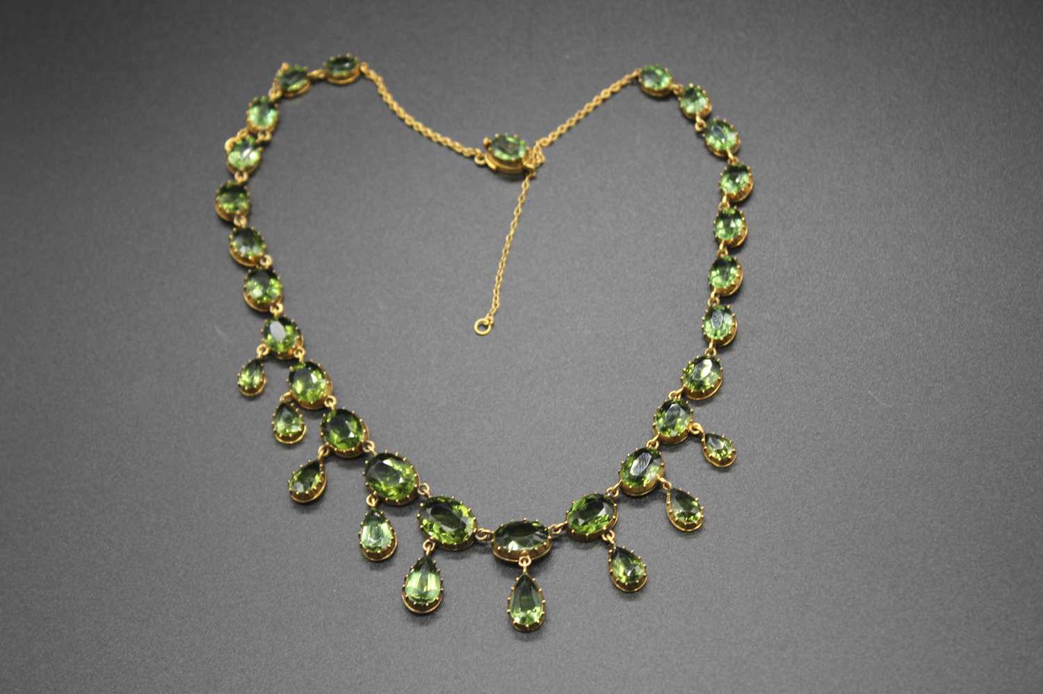 Lot 2805 - A yellow metal Victorian paste set fringe...