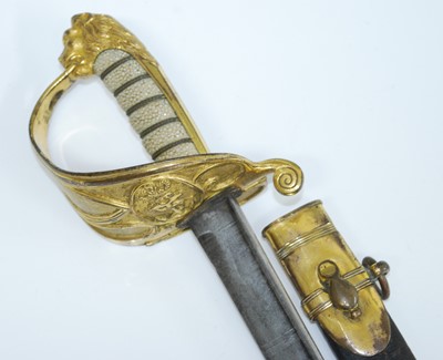 Lot 186 - An 1827 pattern Naval sword, the 66cm pipe...