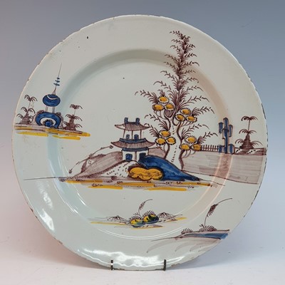 Lot 2051 - A circa 1760 Lancaster delftware charger,...