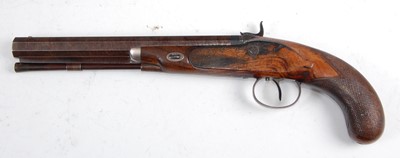 Lot 51 - A cased pair of 40-bore percussion duelling...