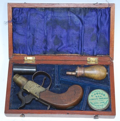 Lot 143 - 19th century percussion box lock pocket pistol,...