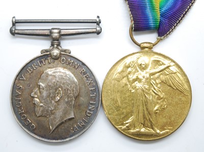 Lot 87 - A WW I British War and Victory pair, naming...