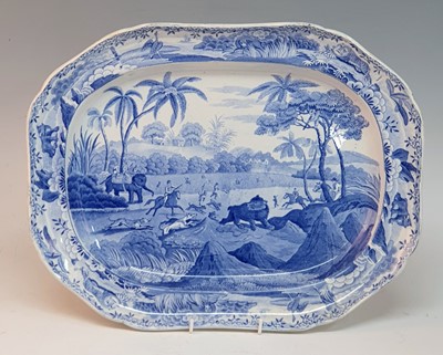 Lot 2067 - A circa 1810 Spode Indian Sporting series blue...