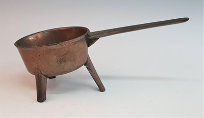 Lot 2377 - An 18th century bronze tripod skillet, the...