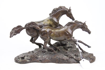Lot 42 - A 19th century bronze figure of Nike, showing...