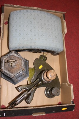 Lot 104 - A 19th century ebonised foot stool, together...