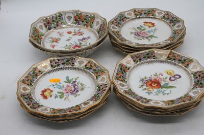 Lot 148 - A Bavarian floral decorated part dessert service