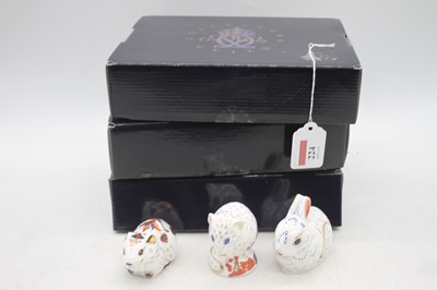 Lot 224 - A Royal Crown Derby model of a bunny; together...