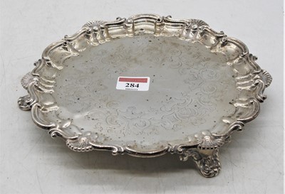 Lot 284 - A Victorian silver card waiter, having...