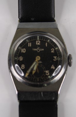 Lot 503 - A Tresor steel cased wristwatch, having signed...