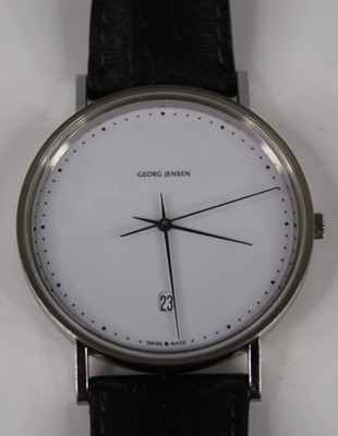 Lot 506 - A Georg Jensen steel cased gent's quartz...