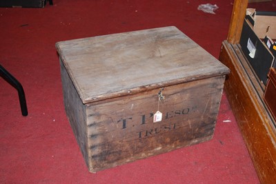 Lot 813 - A pine box inscribed TP Esq, width 52cm