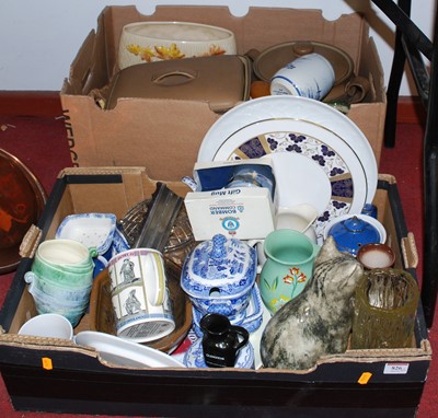 Lot 826 - Two boxes of ceramics and glassware to include...