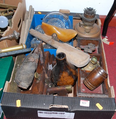 Lot 823 - Miscellaneous items to include a brass oil...