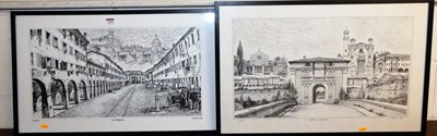 Lot 1038 - Pasinato - topographical monochrome print; and...