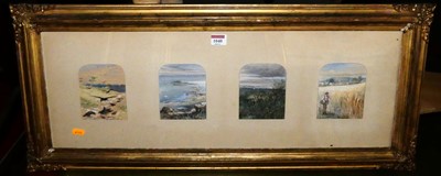 Lot 1040 - Circa 1900 school - a set of four watercolour...
