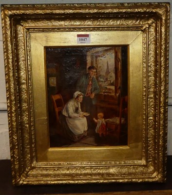 Lot 1047 - Late 19th century school - First steps, oil on...