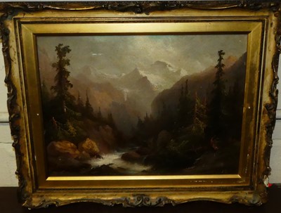 Lot 1063 - F Sommer - A mountain stream, oil on canvas,...