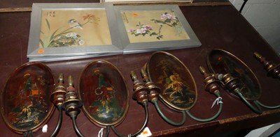 Lot 1066 - A set of four polychrome painted wooden two...