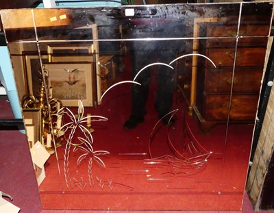 Lot 1067 - A tinted and bevelled glass unframed sectional...