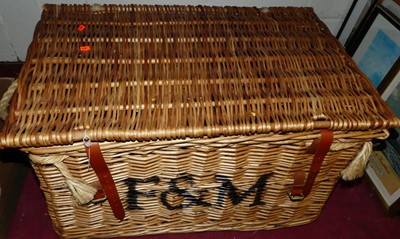 Lot 1073 - A Fortnum & Mason wicker hamper with hinged...